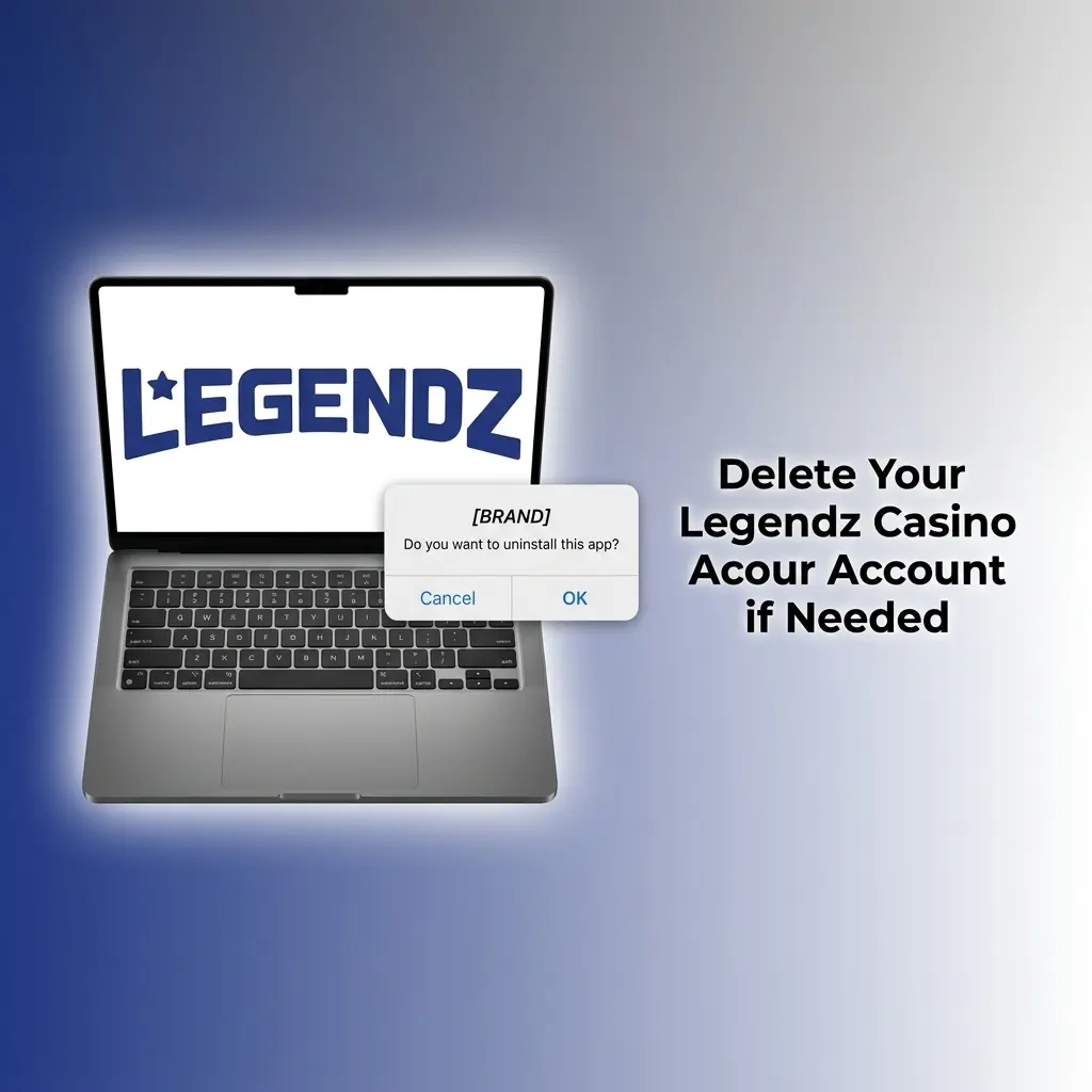 Person submitting Legendz Casino account deletion request online, following steps to permanently close gambling account