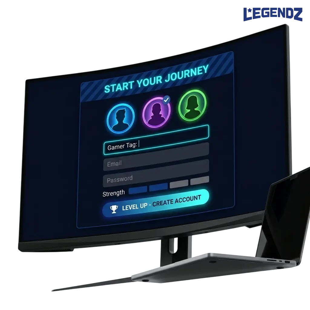 Legendz Casino registration and login page for real-money casino games and sports betting in the United States