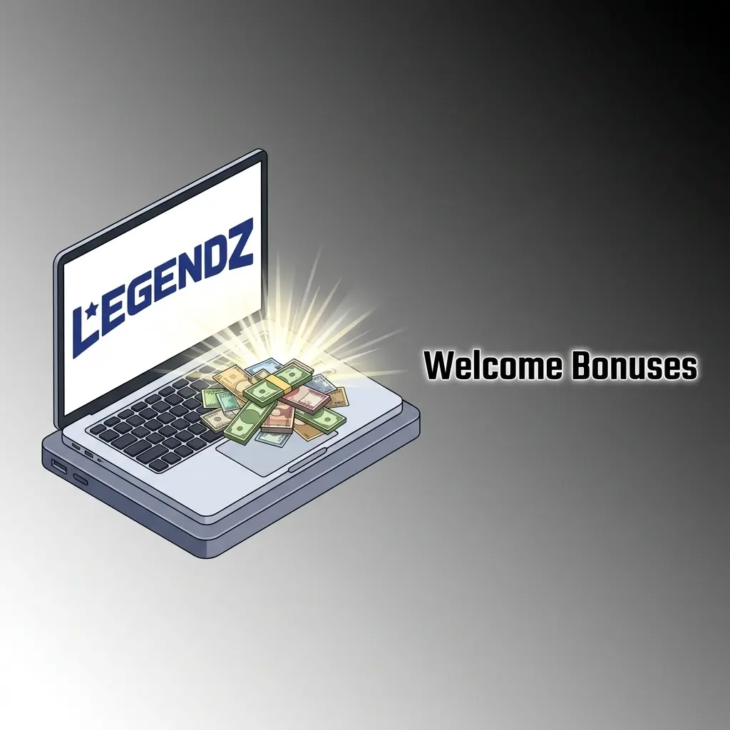 Legendz Casino welcome bonus offering 100% match up to 1000 USD on first deposit with 35x wagering requirement