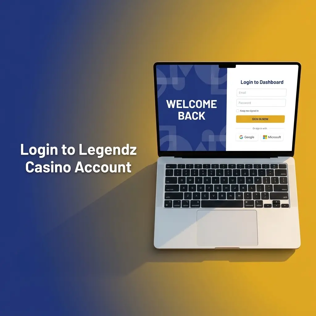 Legendz Casino login page showing email and password fields with a login button to access your account dashboard